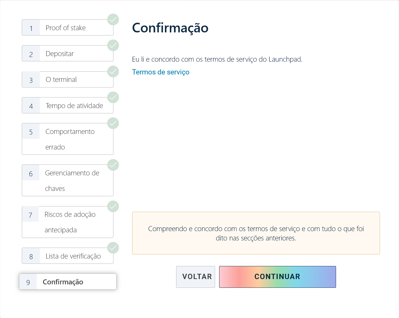 Tela de confirmação